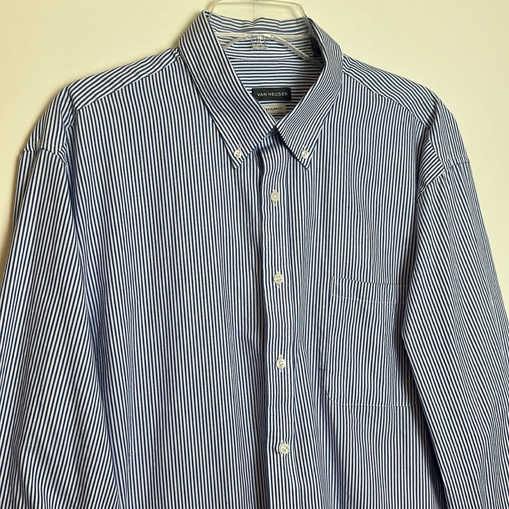 Van Heusen Blue Dress Shirt Classic Collar Long Sleeves XXL - Picture 3 of 14